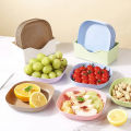 New High Quality pack Of 10 Colorful Plastic Palate, Durable Reusable Plastic Plate Set with Stand, Square Plastic Dinner, Breakfast Plates With Stand Holder Multi-Purpose Plastic Plate Set for Kitchen Use. 