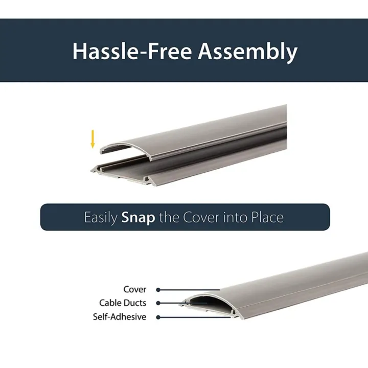 CableR%2010x30mm%20Wide%20Grey%20Floor%20Cable%20Duct%20with%20Guard%20Self-Adhesive%20Cable%20raceway%202%20ft%20gray%20-%20Image%202
