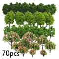 20/70pcs Plastic Model Train Artificial Miniature Tree Scenery Railroad Decoration Building Landscape Accessories Toys for Kids. 