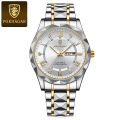 POEDAGAR Mens Quartz Watches Waterproof Luminous Large Dial Men Wristwatches Sports Stainless Steel Watch P615. 