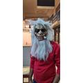 Old Man Mask with Long hair and Big Beard. 