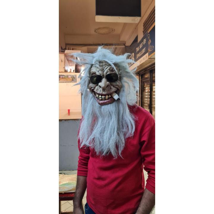 Old Man Mask with Long hair and Big Beard