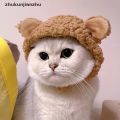 [zhukunjianzhu] Pet Dog Cat Cap Cat Headgear Funny Bear Ears Hat Warm Plush Ears Pet Supplies .. 