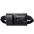WEIXIER Brand Unisex Single-Shoulder Multi-Function Large-Capacity Waist Bag Men's Chest Bag Casual Messenger Bag Wallet Black , Leather Bag. 