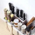 Kitchen Organizer Storage Wall-Mount Spice Racks Aluminum Shelves Utensil Spoon Hanger Hook Kitchen Gadgets. 