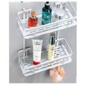 2 Layer Bathroom Corner Shower Shelf Aluminum Rack Storage Organizer. 