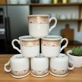 Pack Of 6 Tea cups /Tea cups pack of 6 Premier Design Ceramic Tea cusp New Stylish Set Multi Broder Design | Elegant 6-Piece Stylish Tea Cups Set of 6 - 6 Piece Set - Tea mugs set Stylish and Durable for Home Use and Perfect Gifts 180ml. 