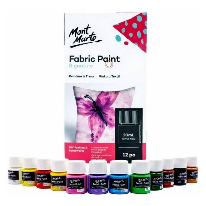Mont Marte Signature Fabric Paint Set - 12pc x 20ml