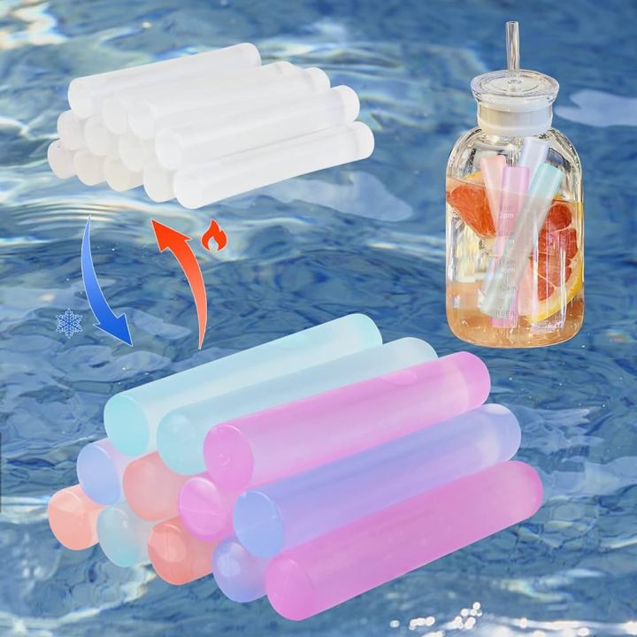 12 Pack Reusable Ice Cubes for Drinks, Quick Freeze Reusable Water Bottle Ice Stick BPA Free, Washable Plastic Ice Cubes