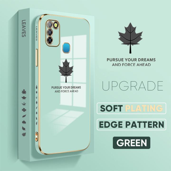 Infinix Smart 5 X657 X657C Maple Leaf Square Edge Pattern Casing Plated Phone Shell Luxury Plating Soft Phone Case
