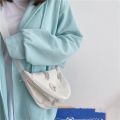 Japanese Corduroy Shoulder Bag Women Crossbody Canvas Dumpling Bag Retro Student Messenger Bag.