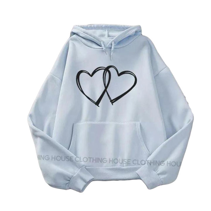 Ice Blue Printed Kangroo Hoodie For girls & women's