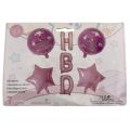 Happy Birthday Foil Balloon Set - 18 Inch Size - Foil Balloons - Pink Color - Girls Theme - Pack Of 7 Foil Balloons. 