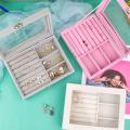 Jewelry Storage Organizer Velvet Drawer Tray Acrylic Jewelry Box Display Holder Case for Necklace Earring Bracelet Watch (beige, white, pink, black with lid) / Jewelry Box, 3 Grids Women's Jewelry Organizer, Velvet Jewelry Organizer. 