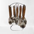 Cutlery Set Wood Handle Design Spoon Set With Stand 29Pcs Serving for 6 Person. 