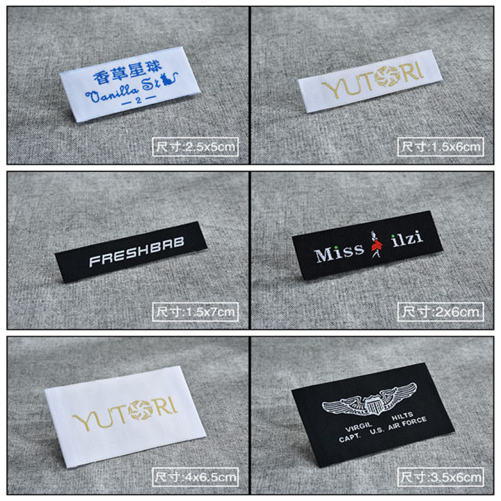 Random woven clothing labels tags for clothes,customized garment bags name main label tag(least 1000 pcs to customized)