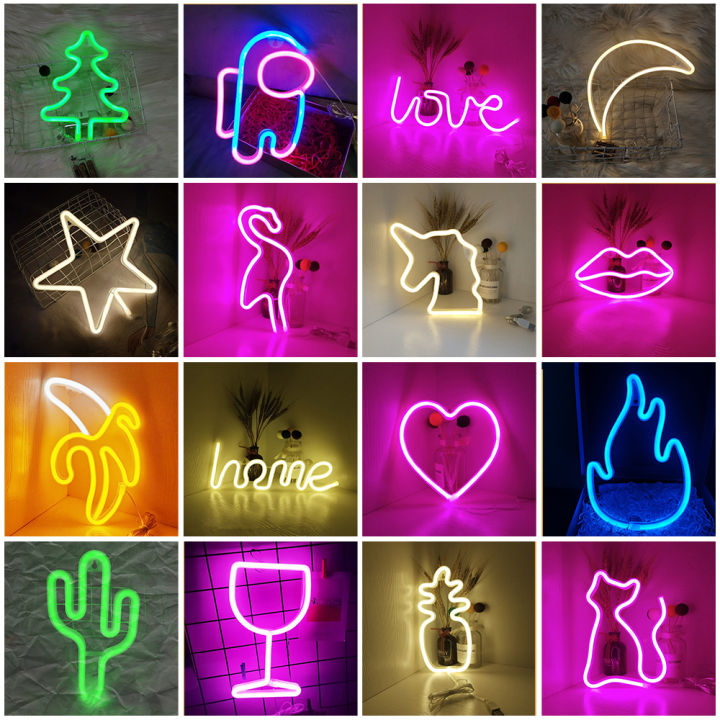 Neon LED Light Sign Lightning Moon Neon Light Ghost Dinosaur Spaceman Neon Signs for Room Home Decor Party Christmas