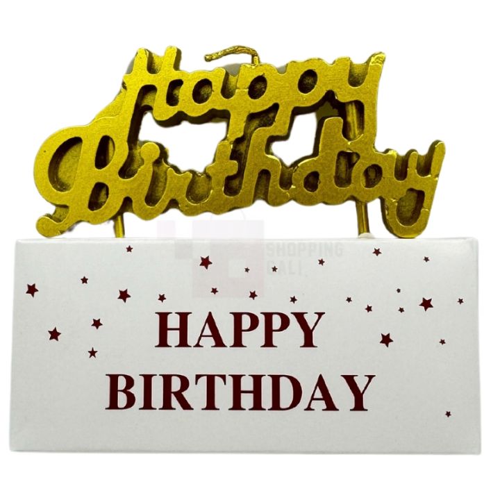 HAPPY BIRTHDAY GOLDEN COLOR CANDLE FOR CAKE DECORATION