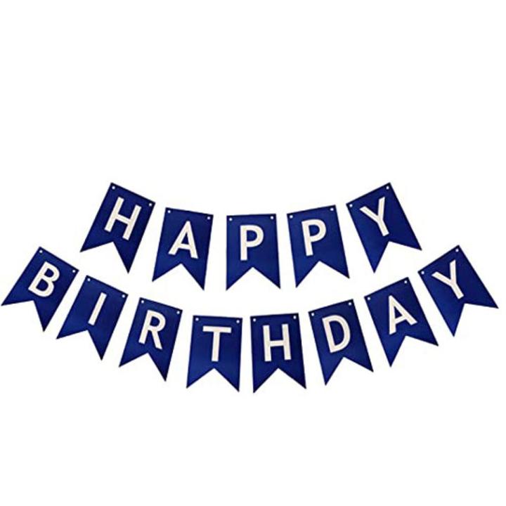 Dark Blue Shiny Happy Birthday Banner