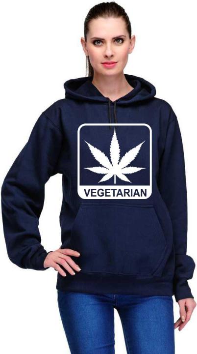 VEGETRAIN navy Blue New Fashion Printed Fleece High Quality Hoodie For Womens