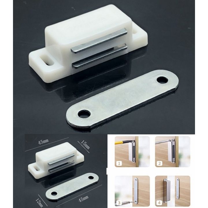2pcs  Plastic Body Magnetic Door Stopper Cabinet Catch Holder suction m pvc