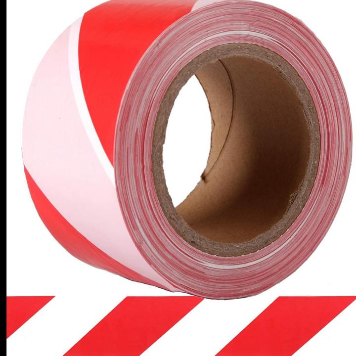 Red White Hazard Warning Safety Stripe Caution Tape, 2.8 Inch by 200M Non-Adhesive Barrier Tape for Danger Construction Police Crime Scene