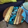 epoxy resin coffee table with metal legs outdoor table wooden round table. 