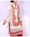 White Embroidered Stylish Ladies Suit With Patiala Shalwar Emo- 32738. 