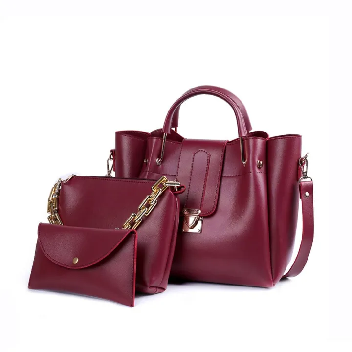 3%20Pcs%20Set%20of%20Pu%20Leather%20Hand%20Bags%20And%20Shoulder%20Bags%20For%20Women's%20-%20Image%202