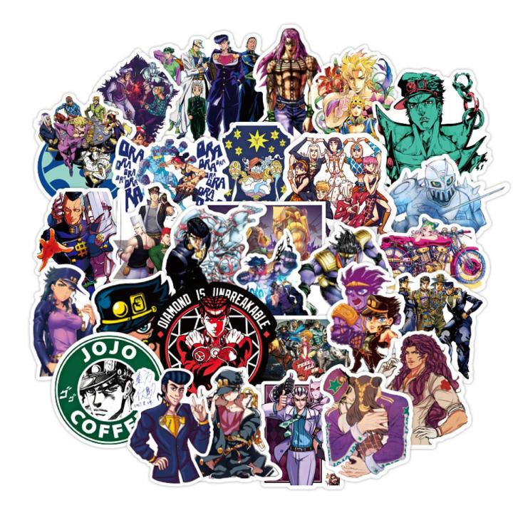 100pcs/Pack JoJos Bizarre Adventure Anime Stickers Guitar Laptop Skateboard Luggage Waterproof PVC Graffiti Sticker Kid Toy
