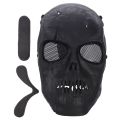 2X Airsoft Mask Skull Full Protective Mask - Black. 