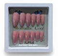 Nude Almond Cat Eye Press-On Nails – Medium Length, Glossy Solid Colors | Reusable Acrylic Fake Nails with Nail Glue for Women | Stylish & Easy DIY Nail Art. 