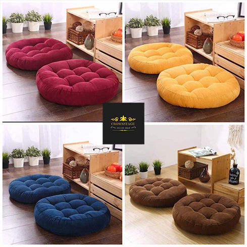 [Crownstage] Round Floor Cushions | Ball Fiber Filled - Round Floor Cushions 1 Pair = 2 Pieces | 100% Premium Comfort