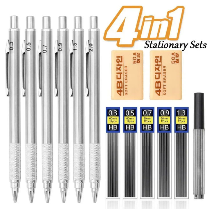 0.3/0.5/0.7/0.9/1.3/2.0 Mm Mechanical Pencils Set with 2Tubes Lead