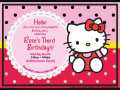Pack of 6 Birthday Invitation card Hello Kitty theme, Editable Birthday Party Invitations,. 