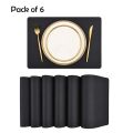 Relaxsit Black PU Leather Placemats Set of 4 & 6 Waterproof Heat Resistant Durable Non-Slip Table Mats for Kitchen Dining Table, restaurants, and commercial kitchen use.. 