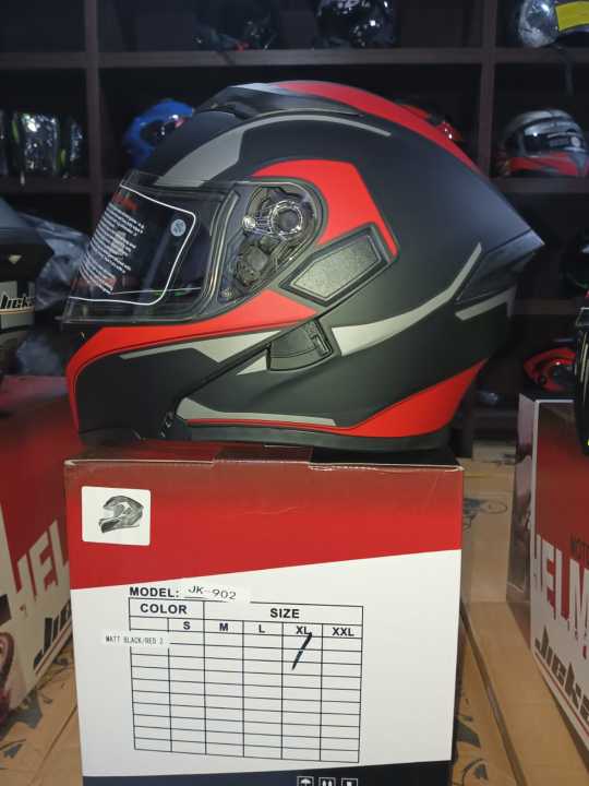 Helmet%20Jiekai%20JK-902%20FlipUp%20Dual%20Visor%20DOT%20Approved%20Black%20Red&Grey%20Graphic%20-%20Image%203