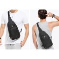 Men's Shoulder Bag Cross Body Chest Bags Double Layer Zipper Bag. 