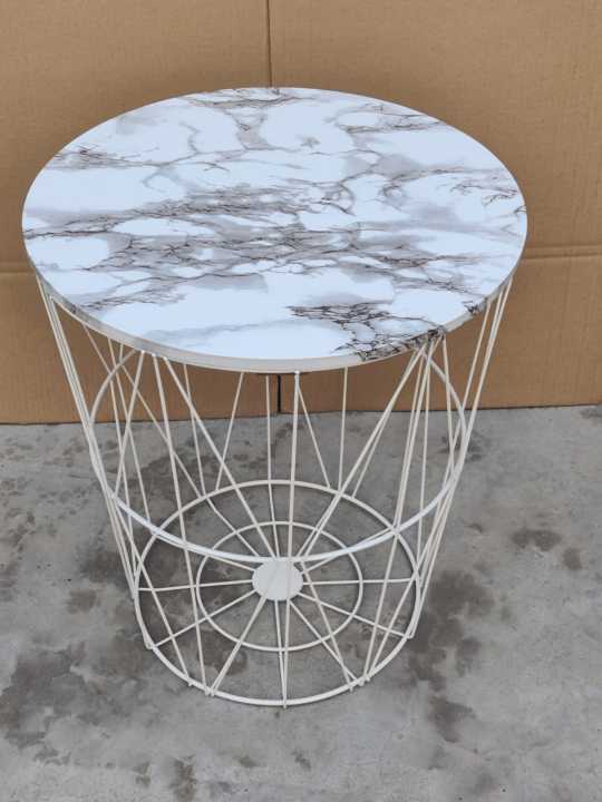 METAL%20WIRE%20REMOVABLE%20WOOD%20TOP%20FOLDABLE%20ROUND%20COFFEE%20SIDE%20TABLE%20STORAGE%20BASKET(%2016%20L%2016%20W%2018.5%20H%20)%20-%20Image%209