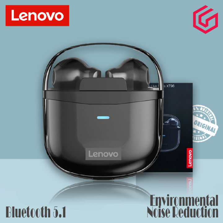 Lenovo XT96 Earbuds - True Wireless - Headphones - BT 5.1 - Mini Earbuds Sport Headset - In-Ear Music Earphone - Touch Control - Charging Case - Black