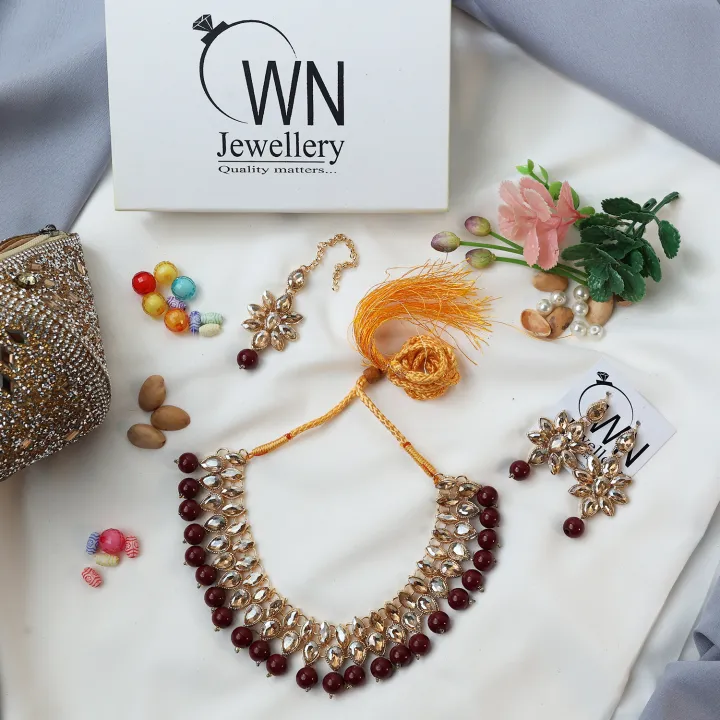 Jewellery%20Set%20Kundan%20-%20(3%20in%201)%20Necklace,%20Earrings%20&%20Maang%20Tika%20-%20Artificial%20Jewellery%20for%20Women%20&%20Girls%20-%20Fashion%20Jewellery%20Golden%20Combination%20%20OWN%20Jewellery%20-%20Image%202