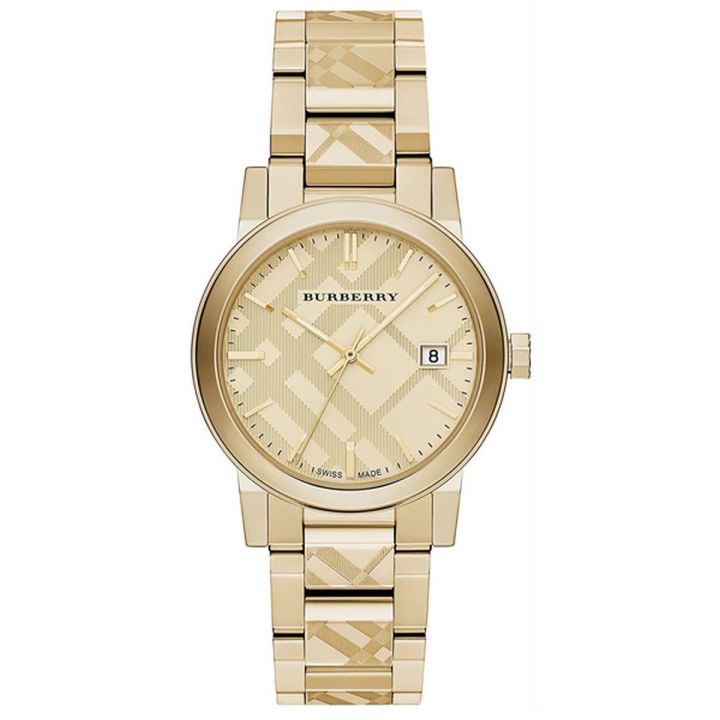 BURBERRY Gold Dial Gold Stainless Steel Watch For Men BU-9038