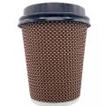 Brown Disposable Coffee Cups with Lids 8 Oz. | [50 pcs] Paper Coffee Cups, To Go Coffee Cups | Ripple Hot cups with Lids - BROWN. 