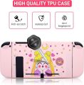 Nintendo Switch Pink Case Cover Console and Joy Con Controller, Dockable Switch Skin, Soft TPU Shell - Cute Anime Girl. 