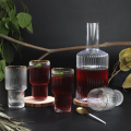 Jug and Glass Water Sets of 5- Drinkware Fancy water Set - Vertical Stripe Fluted Bottom Design. 