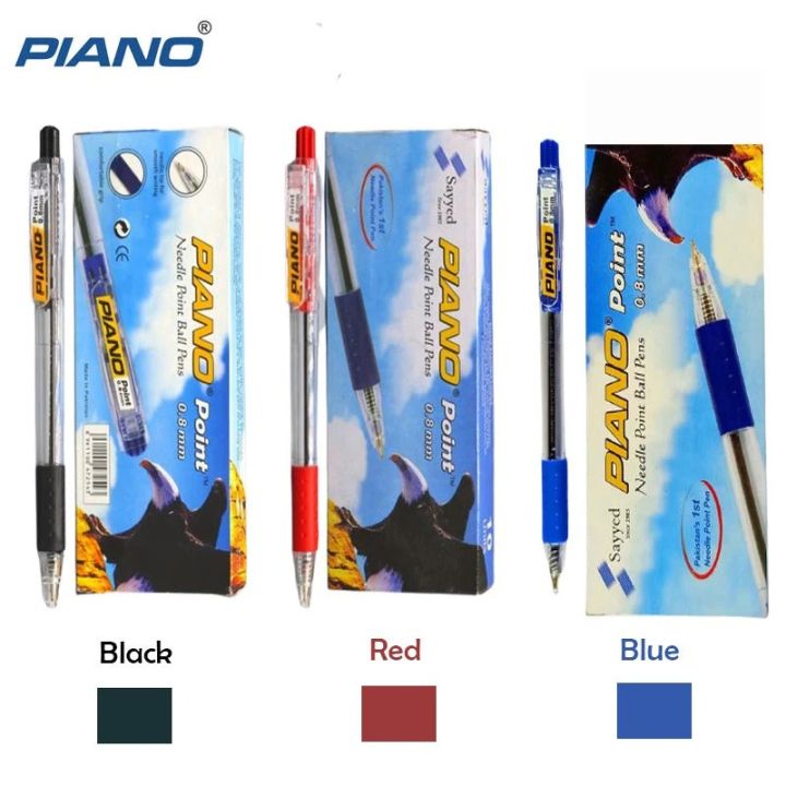 PIANO POINT Ball Pen,10 pcs, 0.8mm Smooth Tip, Comfortable Rubber Grip