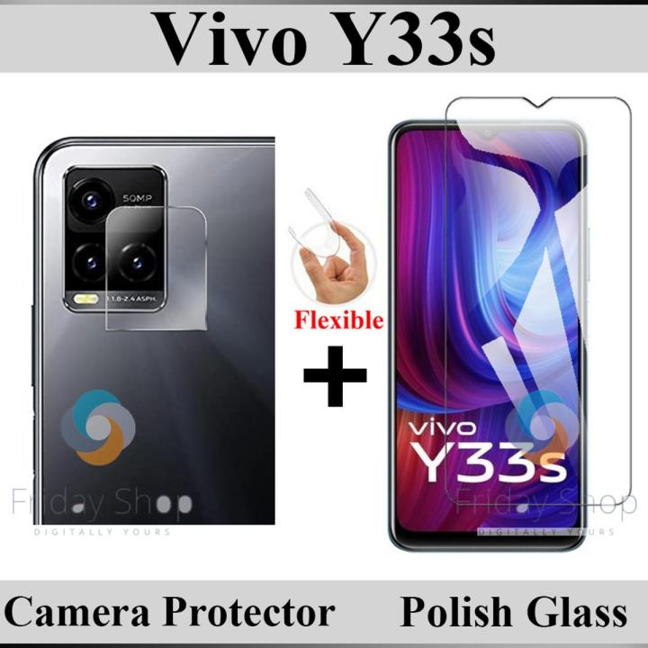 Vivo Y33s Tempered Glass Screen Protector Polish Glass + Back Camera 9H Gorilla Flexible Protector For Vivo Y33s