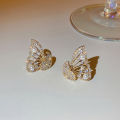 Fashion Earrings Trendy Yellow Rhinestone Butterfly Earrings. 
