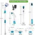Electric Spin Scrubber,Long Handled Cleaning Brush Electric Chargeable Cleaning Brush Drill Brush Abstract Plastic Electric Spin Scrubber Machine Floor Tiles Cleaner Tool with 3 Replaceable Brushes and Long Extension. 