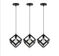 Black Metal Cube Cage Lamp Pendant Lights Modern LED Pendant Lamp Lampshade Lighting Hanging Light Fixture Pendant Ceiling Lamp. 